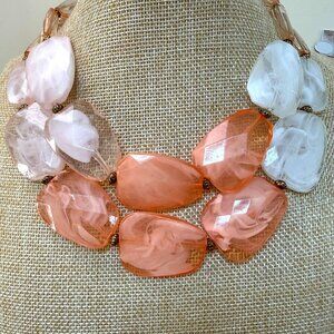 Simone Chic Faceted Acrylic Bead Statement Necklace & Drop Earrings Set